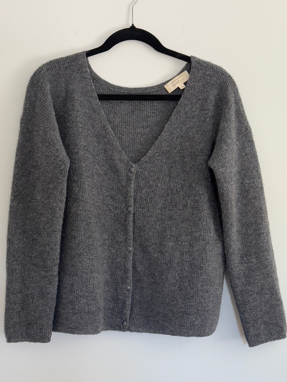 Sézane Barry Charcoal Gray Mohair Alpaca Cardigan Sweater - Picture 5 of 11